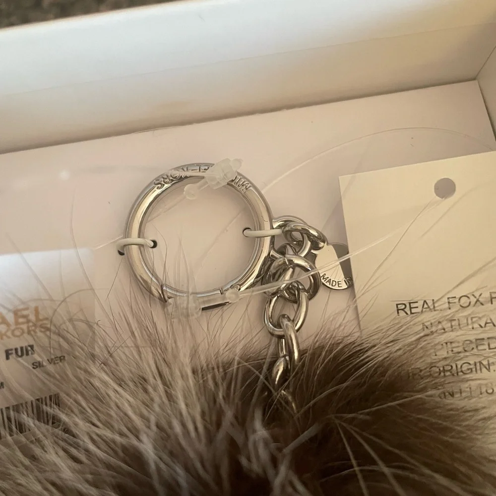 Michael Kors Silver and brown Real Fox Fur Keychain - Picture 3 of 5